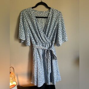 Blue and White Wrap Dress